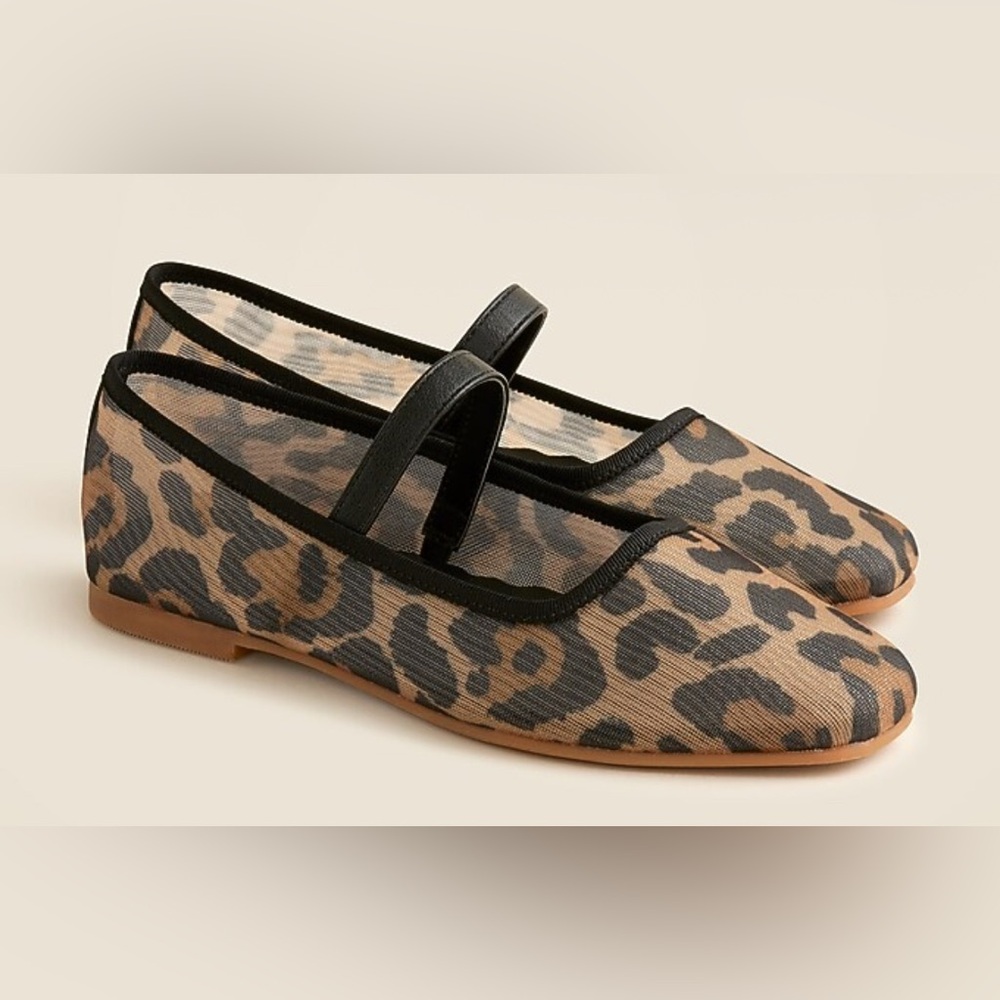 NWT J. CREW Crewcuts Girl’s Leopard Print Mesh Ballet Flats K11